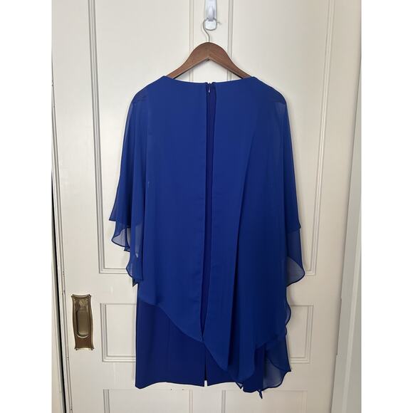 Eliza J Sheer Overlay Sheath Dress Womens Size 8 Blue Classic Party NWT - Picture 2 of 8